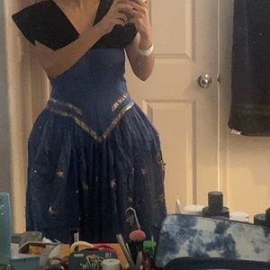 Antique 1930’s bright blue and black star dress